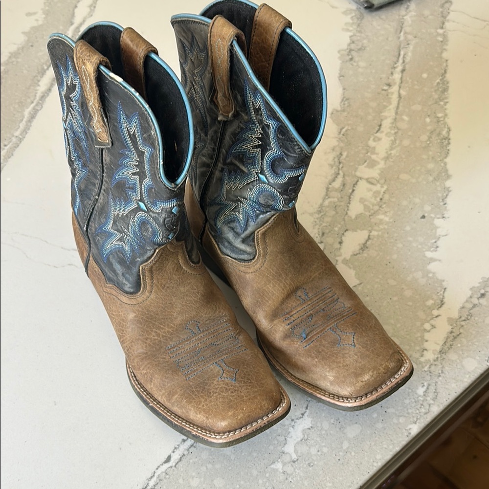 Arita Brown and Blue Western Cowboy Boots